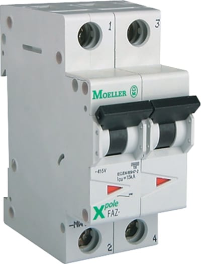 Eaton FAZ-C13/2 Miniature Circuit Breaker — 2P, Type C, 13 A, 15 kA