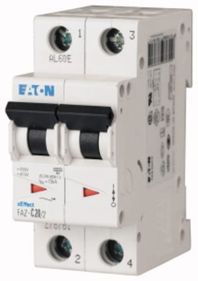 Eaton FAZ-C40/2 Miniature Circuit Breaker — 2P, Type C, 40 A, 15 kA