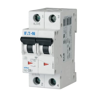 Eaton FAZ-C50/2 Miniature Circuit Breaker — 2P, Type C, 50 A, 15 kA