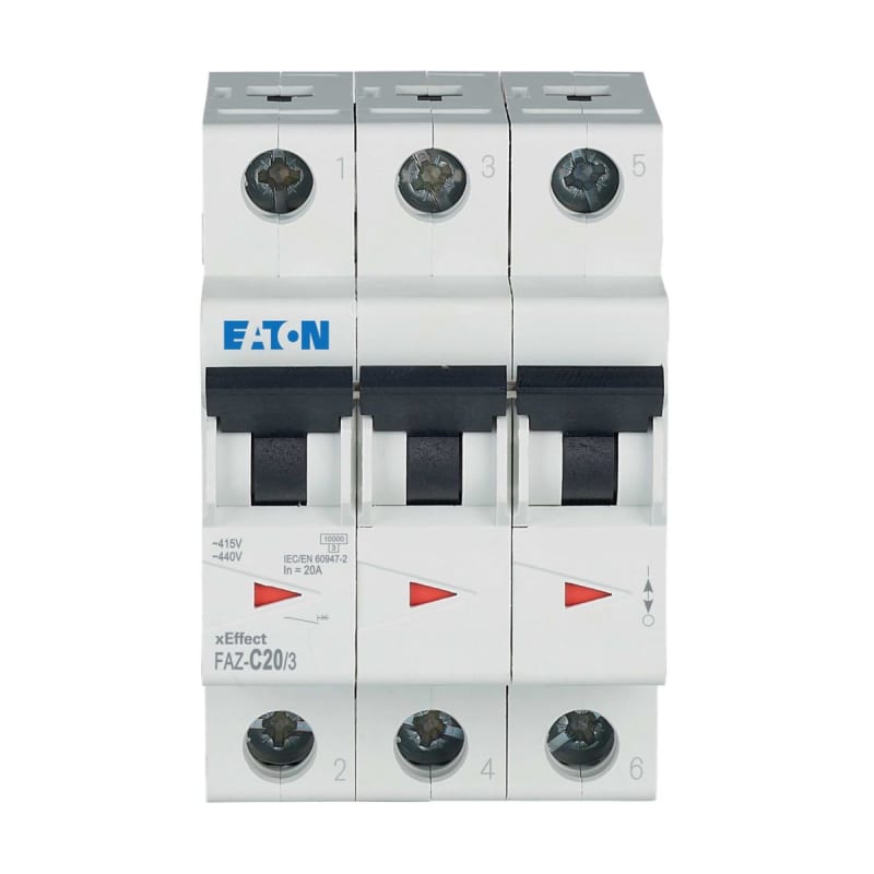 Eaton FAZ-C16/3 Miniature Circuit Breaker — 3P, Type C, 16 A, 15 kA