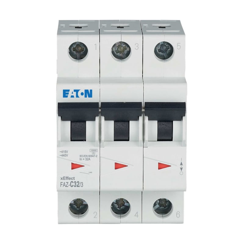 Eaton FAZ-C25/3 Miniature Circuit Breaker — 3P, Type C, 25 A, 15 kA