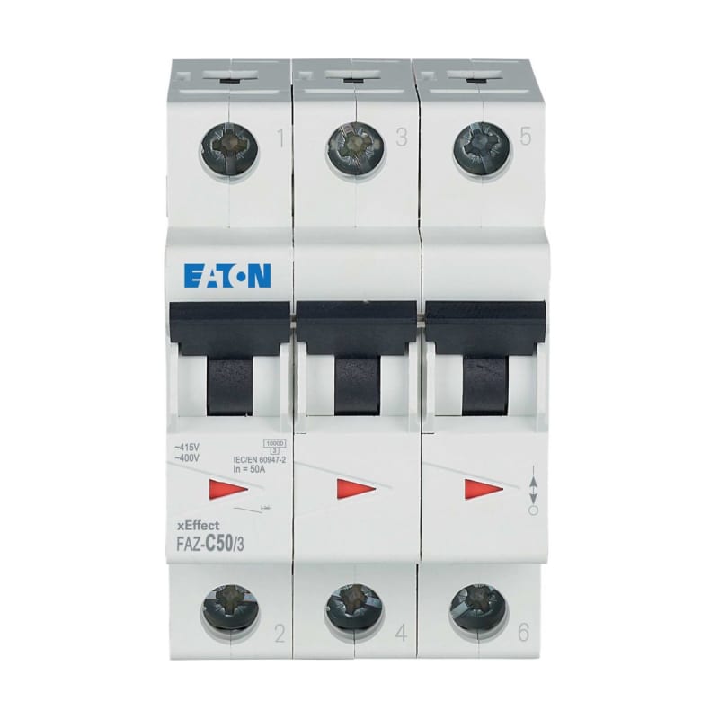Eaton FAZ-C40/3 Miniature Circuit Breaker — 3P, Type C, 40 A, 15 kA