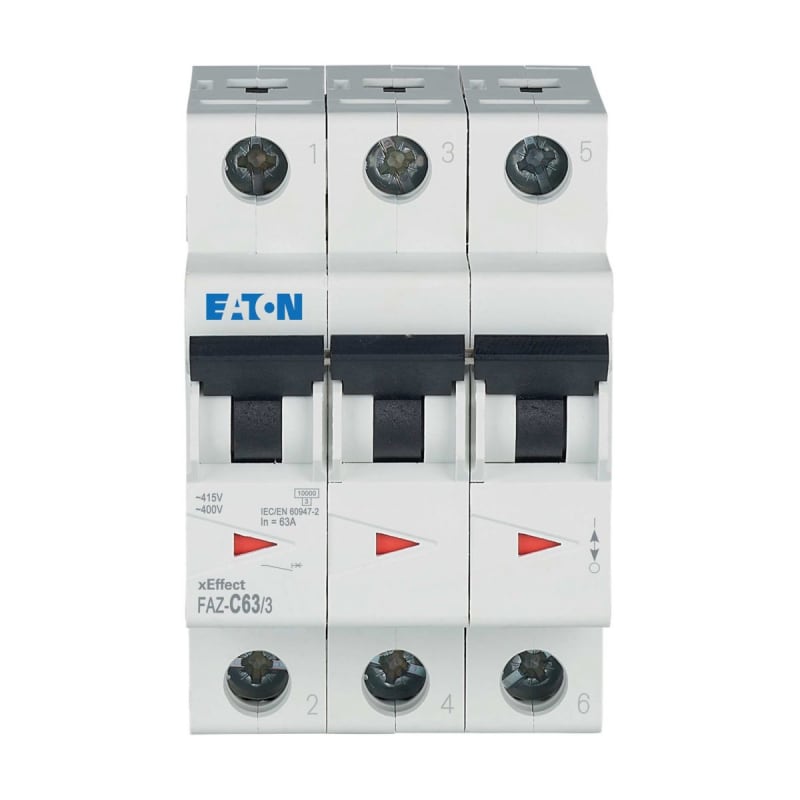 Eaton FAZ-C50/3 Miniature Circuit Breaker — 3P, Type C, 50 A, 15 kA