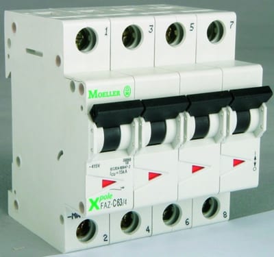 Eaton FAZ-C25/4 Miniature Circuit Breaker — 4P, Type C, 25 A, 15 kA