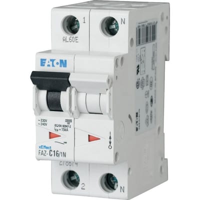 Eaton FAZ-C6/1N Miniature Circuit Breaker — 1P+N, Type C, 6 A, 15 kA