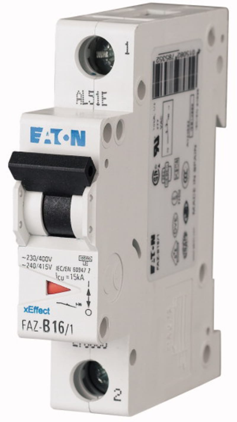 Eaton FAZ-D6/1 Miniature Circuit Breaker — 1P, Type D, 6 A, 15 kA