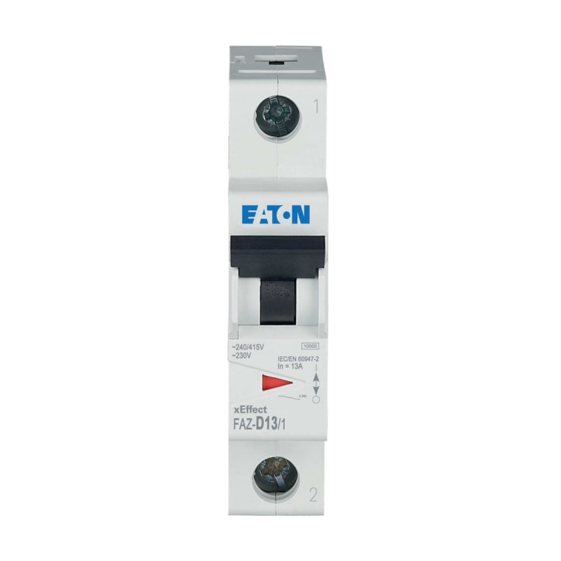 Eaton FAZ-D10/1 Miniature Circuit Breaker — 1P, Type D, 10 A, 15 kA