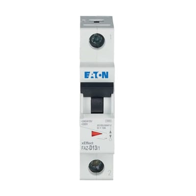 Eaton FAZ-D10/1 Miniature Circuit Breaker — 1P, Type D, 10 A, 15 kA