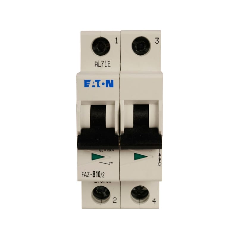 Eaton FAZ-D10/2 Miniature Circuit Breaker — 2P, Type D, 10 A, 15 kA