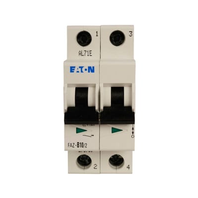 Eaton FAZ-D10/2 Miniature Circuit Breaker — 2P, Type D, 10 A, 15 kA