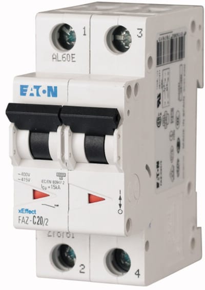 Eaton FAZ-D13/2 Miniature Circuit Breaker — 2P, Type D, 13 A, 15 kA
