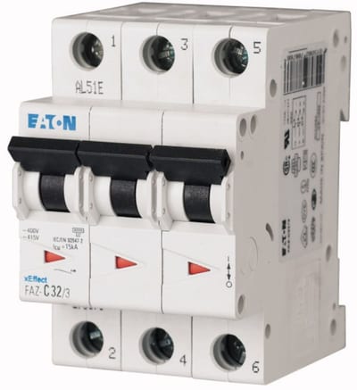 Eaton FAZ-D40/3 Miniature Circuit Breaker — 3P, Type D, 40 A, 15 kA