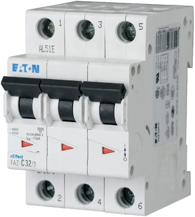 Eaton FAZ-Z2/3 Miniature Circuit Breaker — 3P, Type Z, 2 A, 15 kA
