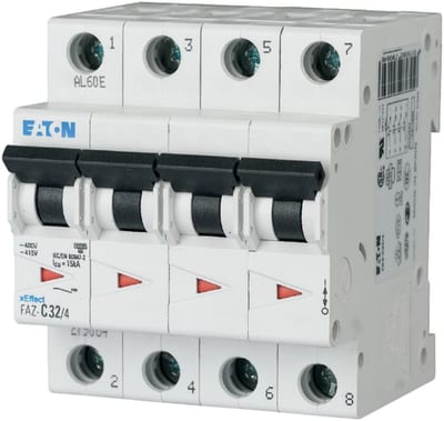 Eaton FAZ-Z6/4 Miniature Circuit Breaker — 4P, Type Z, 6 A, 15 kA