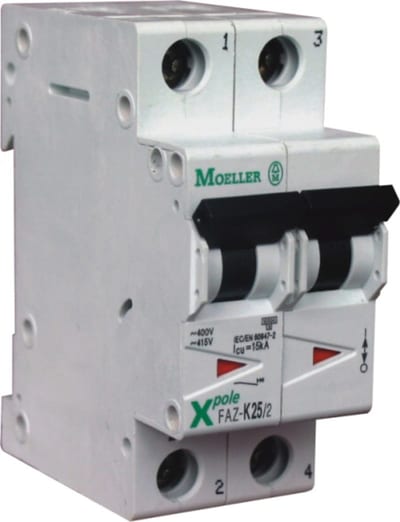 Eaton FAZ-K13/2 Miniature Circuit Breaker — 2P, Type K, 13 A, 15 kA