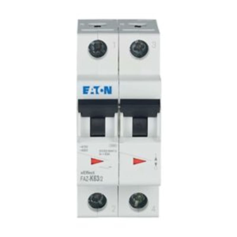 Eaton FAZ-K63/2 Miniature Circuit Breaker — 2P, Type K, 63 A, 15 kA
