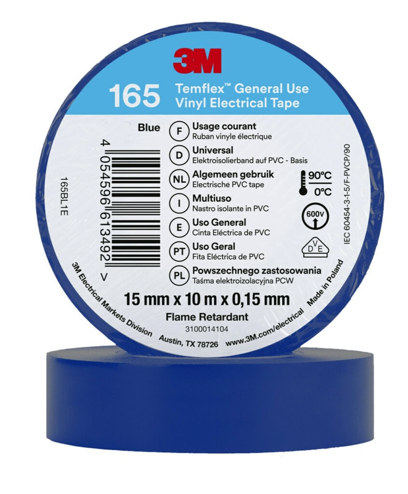 Electrical Tape 165 15MMX10M, Blue (7100184724)