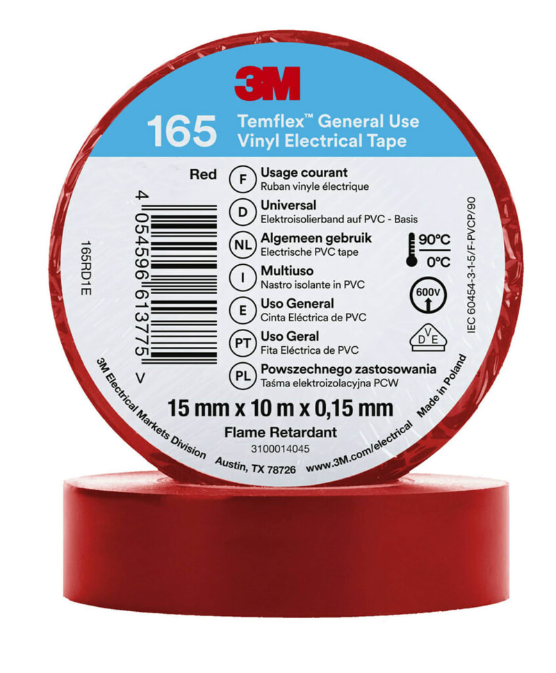 Electrical Tape 165 15MMX10M, Red (7100184730)