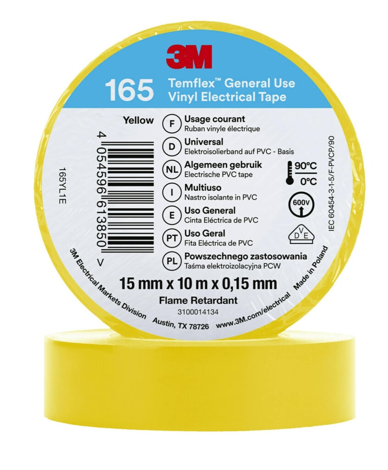 Electrical Tape 165 15MMX10M, Yellow (7100184732)