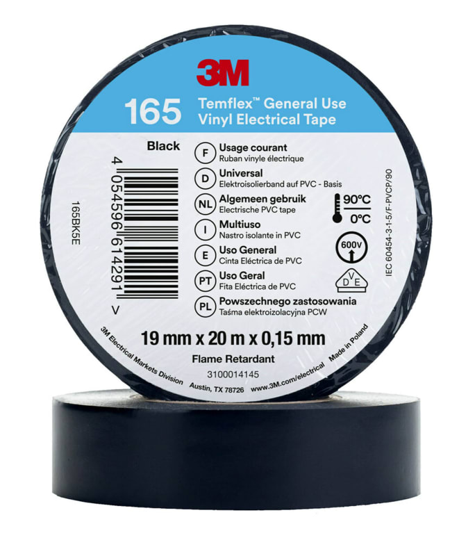 Electrical Tape 165 19MMX20M, Black (7100184800)