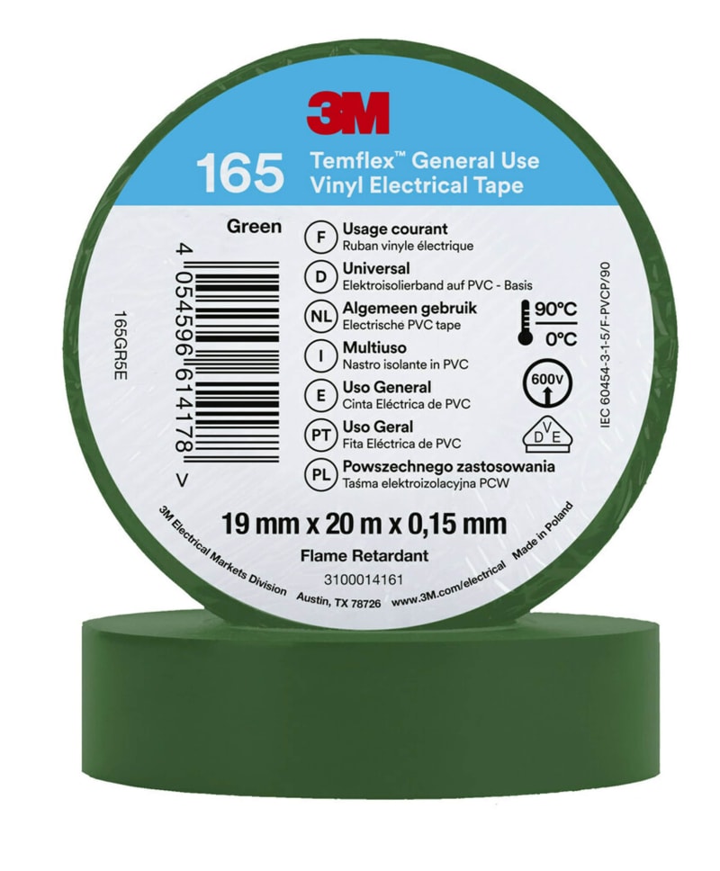 Electrical Tape 165 19MMX20M, Green (7100184803)