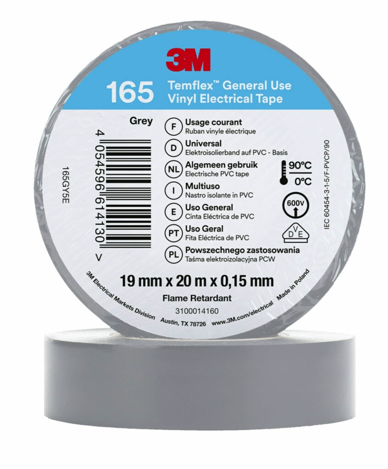 Electrical Tape 165 19MMX20M, Grey (7100184804)