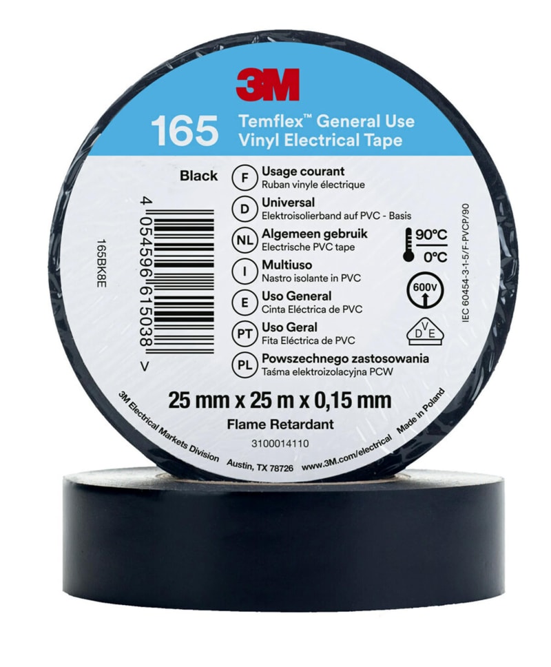 Electrical Tape 165 25MMX25M, Black (7100184820)