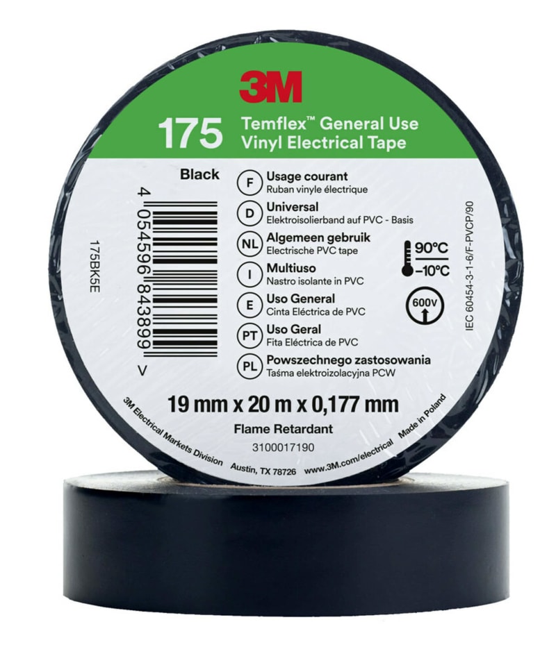 Electrical Tape 175 19MMX20M, Black (7100237741)