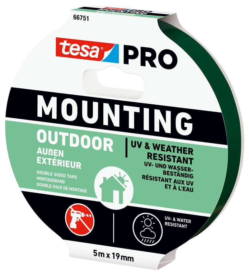 Tesa Powerbond Outdoor Mounting Tape 66751 UV-Resistant 5 m x 19 mm