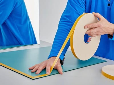 Double-adhesivePE-foam 1,15mm white, paper liner.