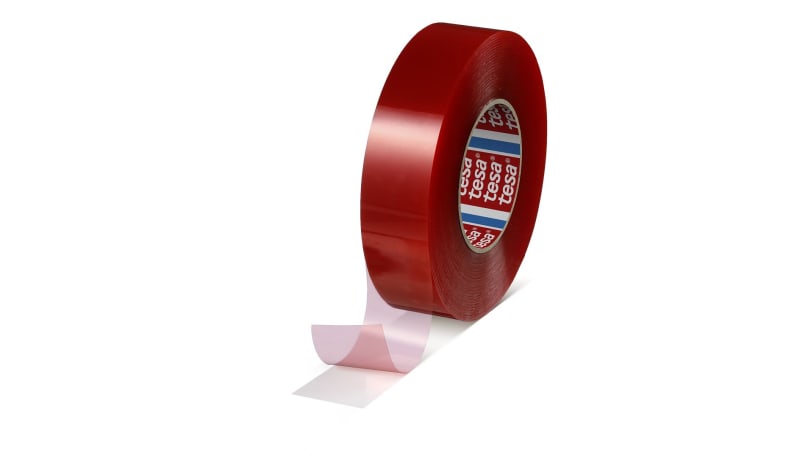 tesa 4965 Double-Sided Mounting Tape 205 µm, Transparent, Red PP Liner (04965-00008-00)