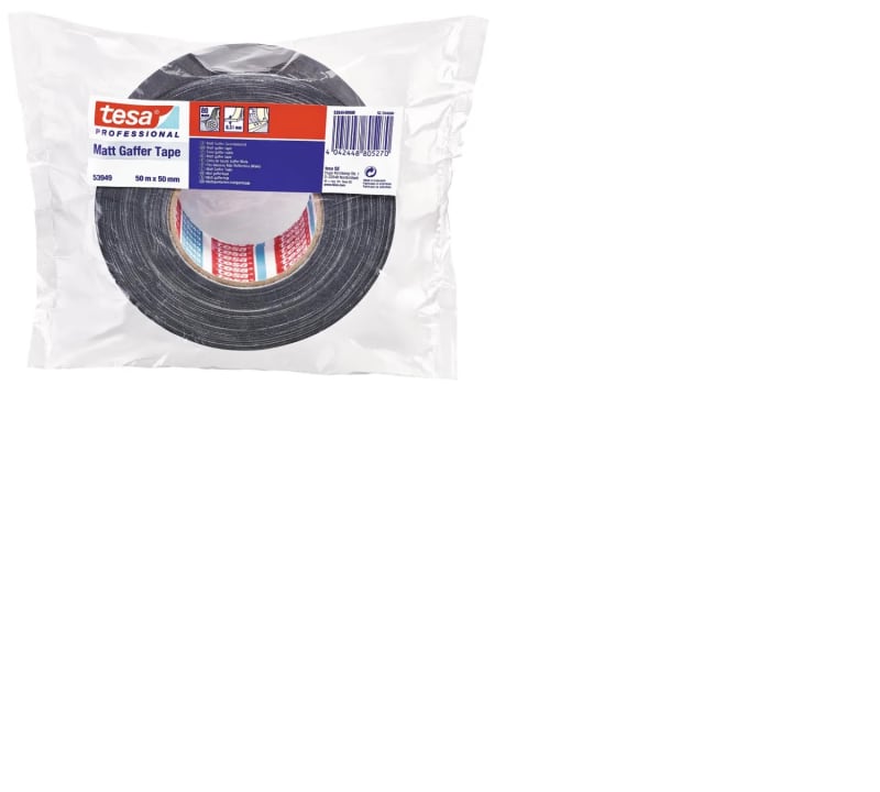 Tesa 53949 PE Gaffer Cloth Tape 50 mm x 50 m Black (53949-00000-03)