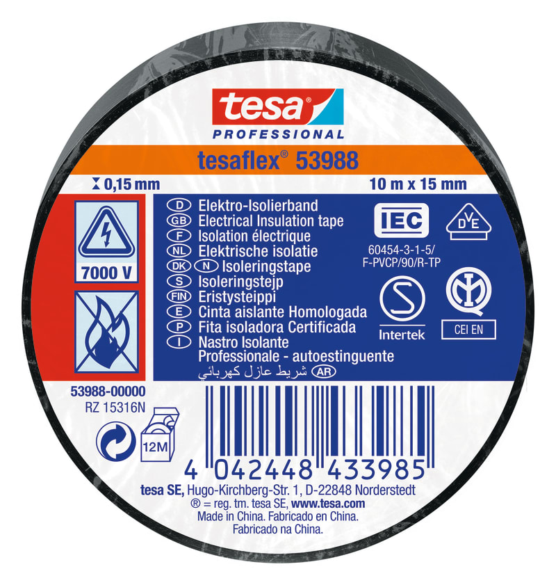 Insulating tape VDE/IEC PVC 10MX15MM black (53988-00000-01)