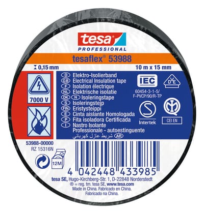 Insulating tape VDE/IEC PVC 10MX15MM black