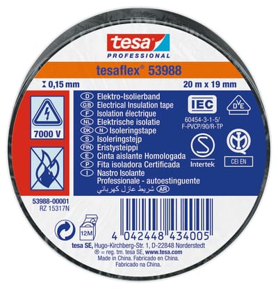 Insulating tape VDE/IEC PVC 20MX19MM black