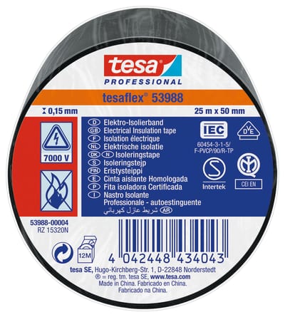 Insulating tape VDE/IEC PVC 25MX50MM black