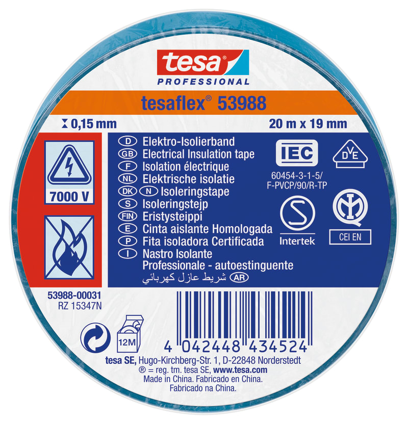 Insulating tape VDE/IEC PVC 20MX19MM blue (53988-00031-00)