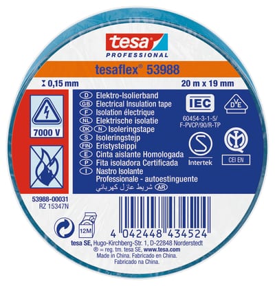 Insulating tape VDE/IEC PVC 20MX19MM blue