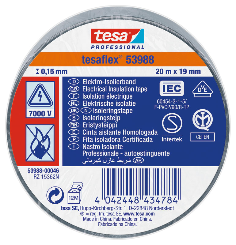 Insulating tape VDE/IEC PVC 20MX19MM grey (53988-00046-00)