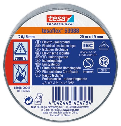 Insulating tape VDE/IEC PVC 20MX19MM grey