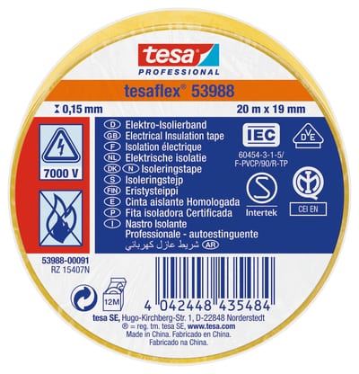 Insulating tape VDE/IEC PVC 20MX19MM yellow