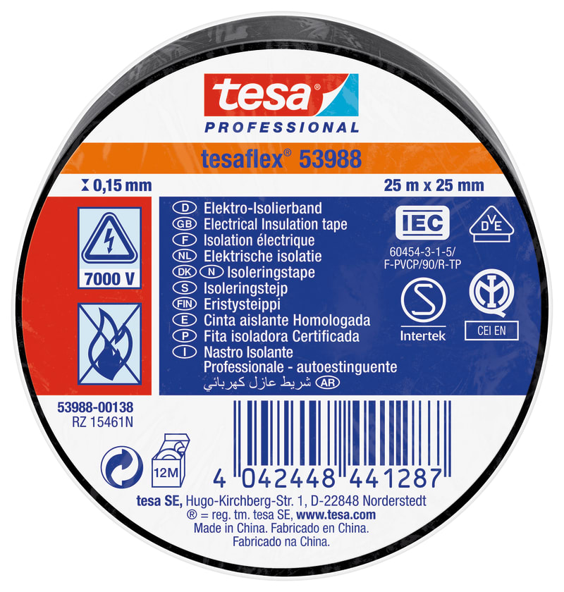 Insulating tape VDE/IEC PVC 25MX25MM black (53988-00138-01)