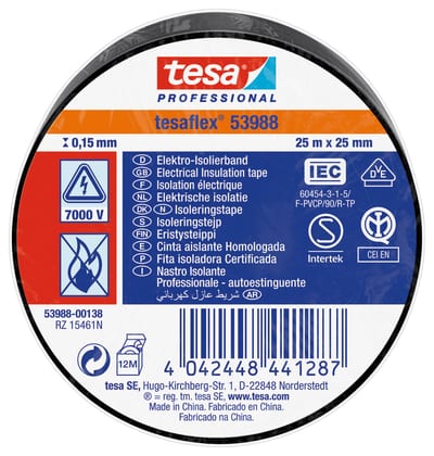 Insulating tape VDE/IEC PVC 25MX25MM black