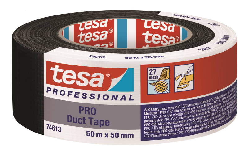 Tesa PRO Duct Tape 74613 50 m x 50 mm Black (74613-00002-01)