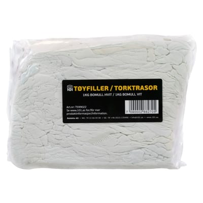 101 1817968 Cotton Cleaning Rags, White, 1 kg Bag