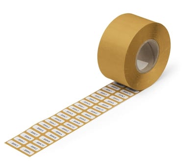 Textile labels; for Smart Printer; permanent adhesive; 7 x 20 mm; 3000 pieces on roll; white