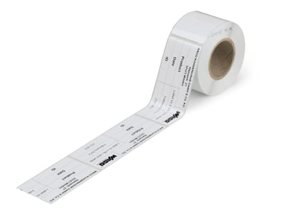 Type labels; 70 x 33 mm; white