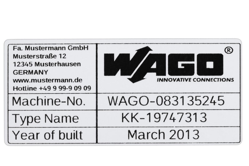 Type labels; 70 x 33 mm; silver-colored (210-802)
