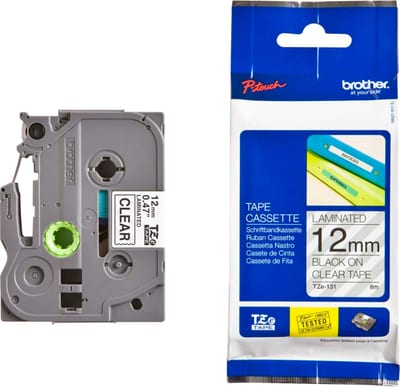 Brother Tape 6mm Black ON CLEAR