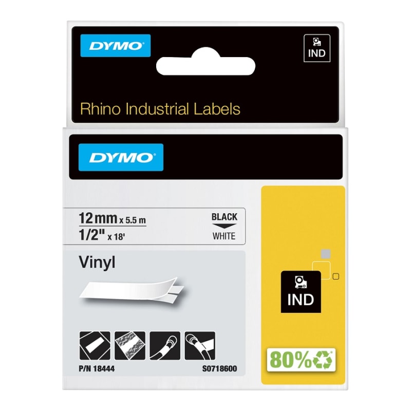 Rhino Permanent Vinyl 12mm Black/White (18444)